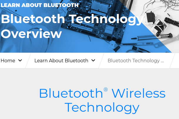 A screenshot of the “Tech Overview” page in the “Learn About Bluetooth section of bluetooth.com.